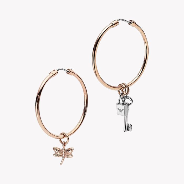 Emporio Armani Women's Rose Gold Earrings, Crystal PavÃ© Hoops | EGS2579221