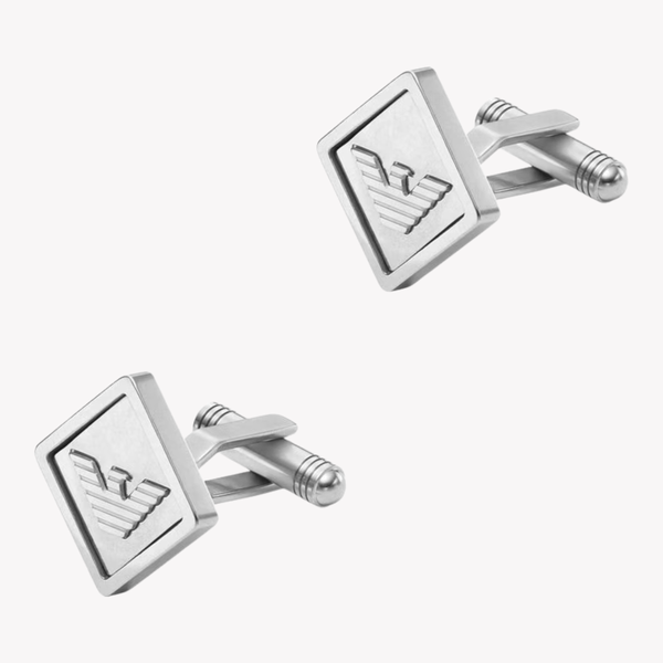 Emporio Armani Men's Silver Cufflinks, Eagle Logo Detail | EGS3072040
