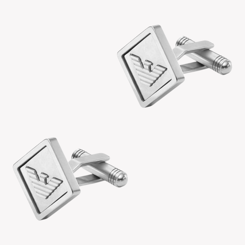 Emporio Armani Men's Silver Cufflinks, Eagle Logo Detail | EGS3072040