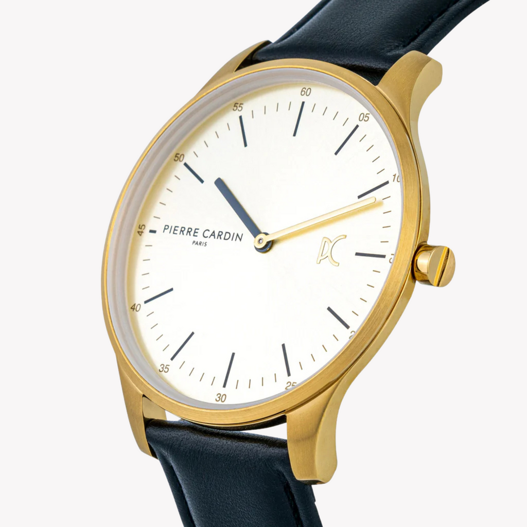 Pierre Cardin Men's Black Leather Watch, Gold Case | Cba.4005