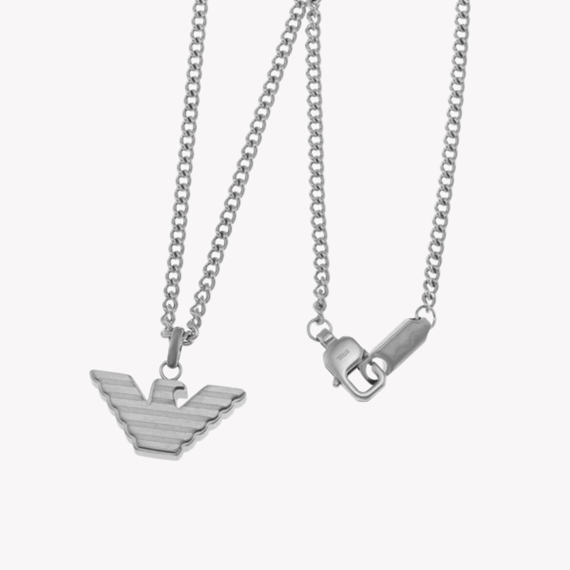 Emporio Armani Men's Silver Necklace, Logo Pendant | EGS2916040