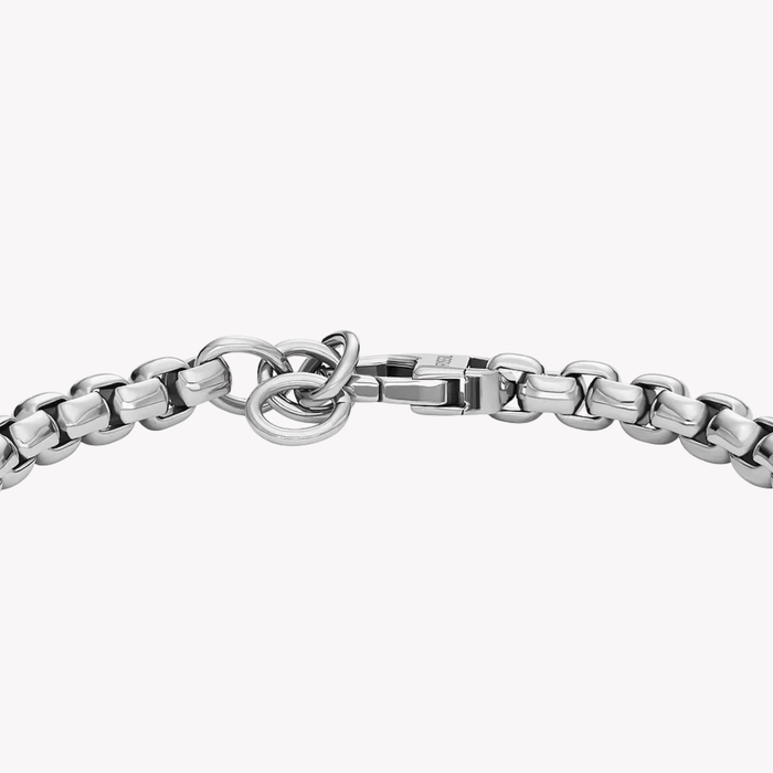 Fossil Men's Silver Bracelet, Machine Knurled Texture ID Tag | JF04767040
