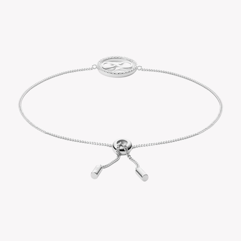 Fossil Women's Silver Bracelet, Cubic Zirconia Infinity Pendant | JFS00522040