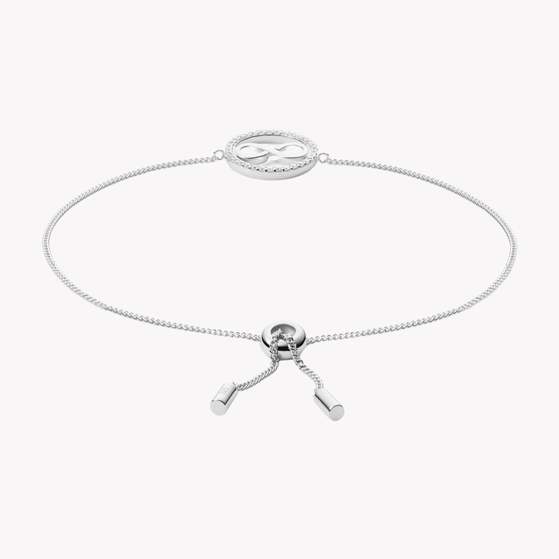 Fossil Women's Silver Bracelet, Cubic Zirconia Infinity Pendant | JFS00522040