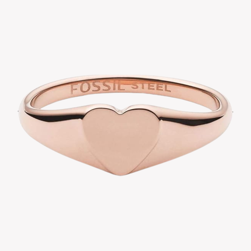Fossil Women's Rose Gold-Tone Ring, Heart Detail | JF03366791505