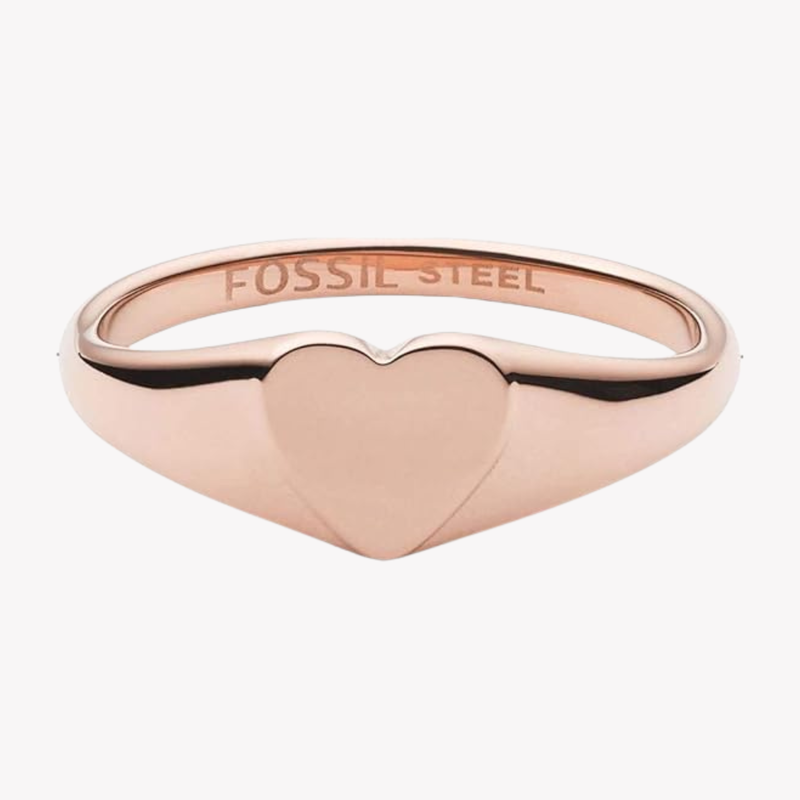 Fossil Women's Rose Gold-Tone Ring, Heart Detail | JF03366791505