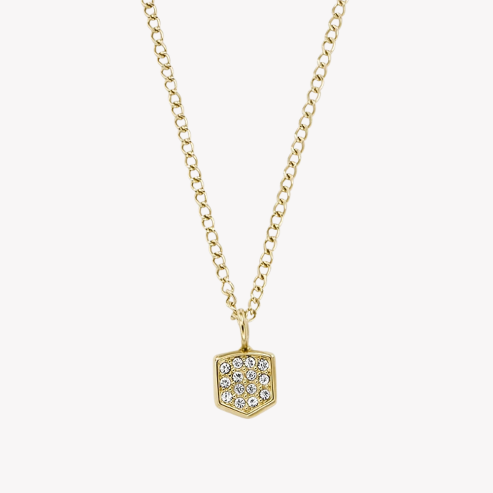 Fossil Women's Gold-Tone Necklace, Clear Crystals | JF04530710