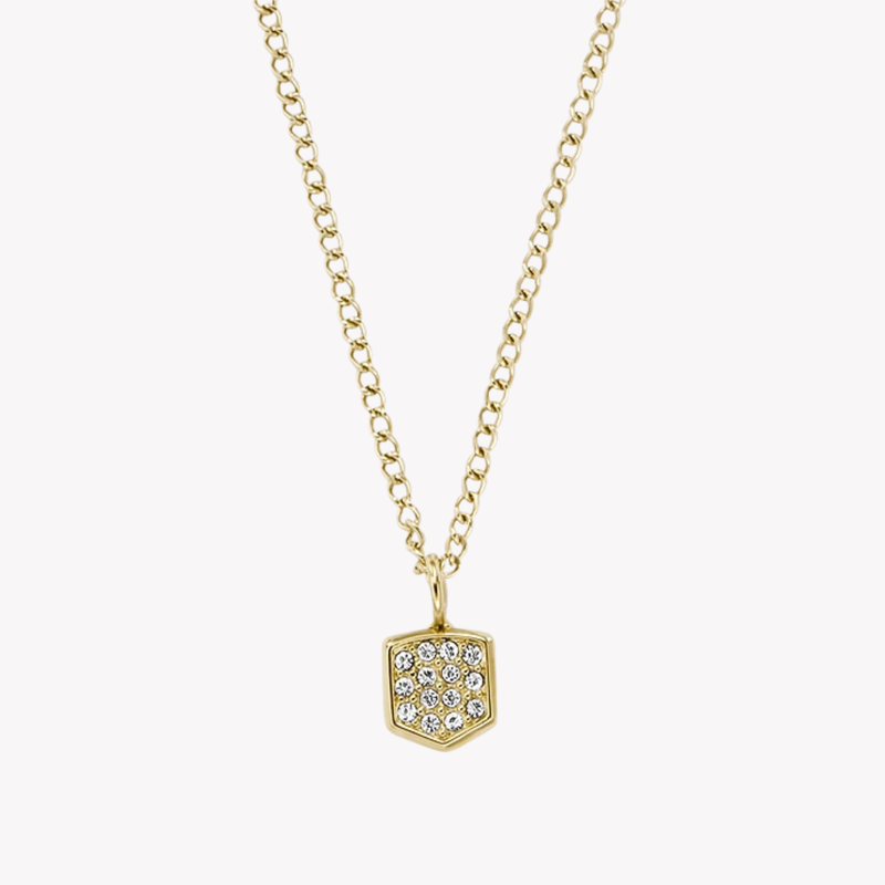 Fossil Women's Gold-Tone Necklace, Clear Crystals | JF04530710