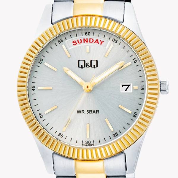Q&Q Women's Silver & Gold Watch, Silver Dial | A15A-002PY