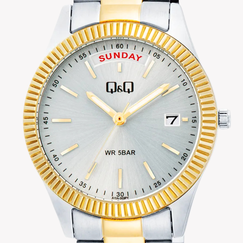 Q&Q Women's Silver & Gold Watch, Silver Dial | A15A-002PY