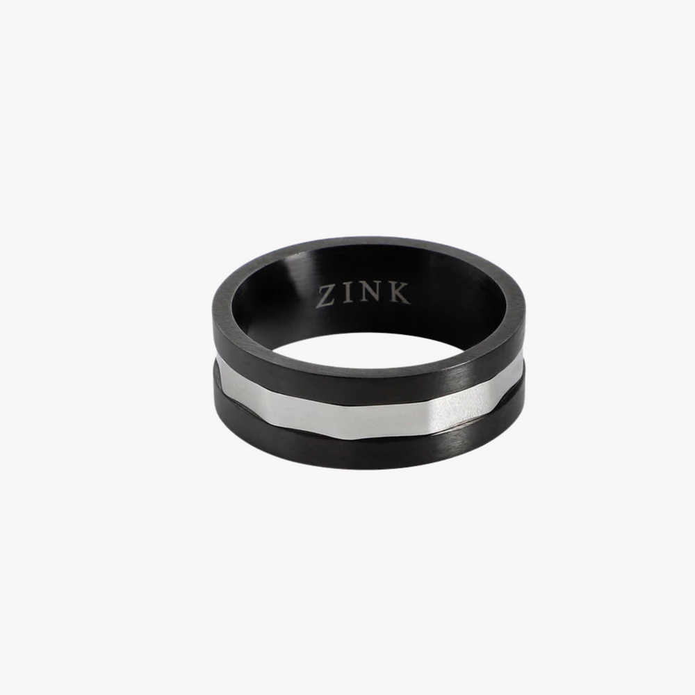 Zink Men's Black & Silver Stainless Steel Ring | Zjrg037s by i-watch