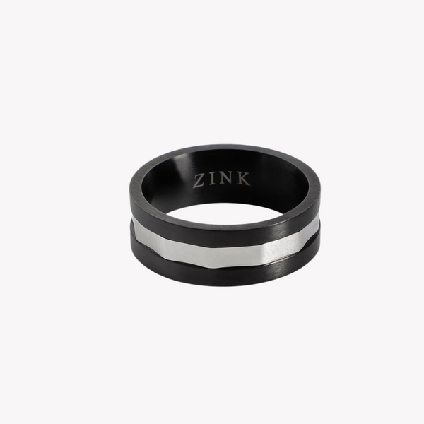 Zink Men's Black & Silver Stainless Steel Ring | Zjrg037s