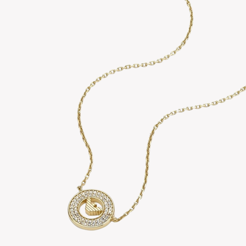 Emporio Armani Women's Gold Necklace, Crystal-Set Logo Coin | EG3628710