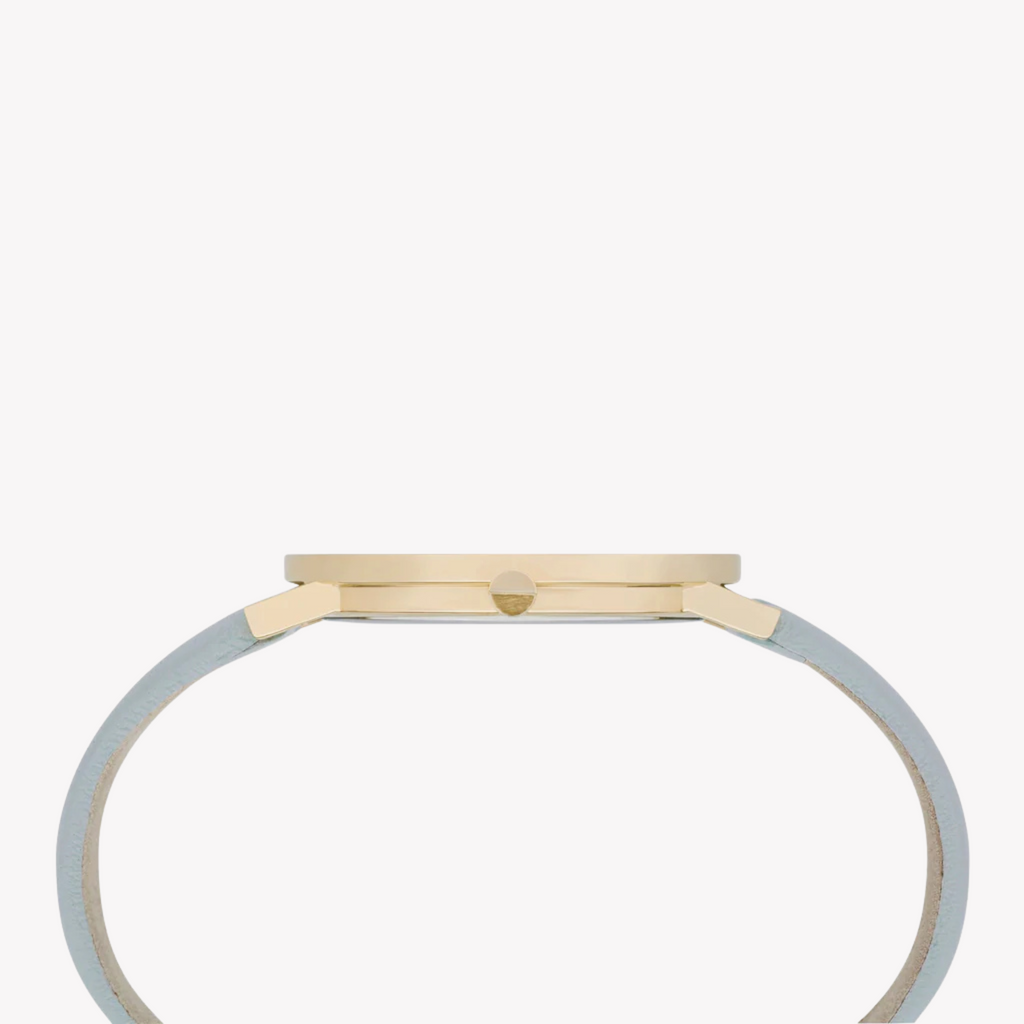 PIERRE CARDIN Damenuhr mit goldenem Edelstahlgehäuse und mintgrünem Lederarmband