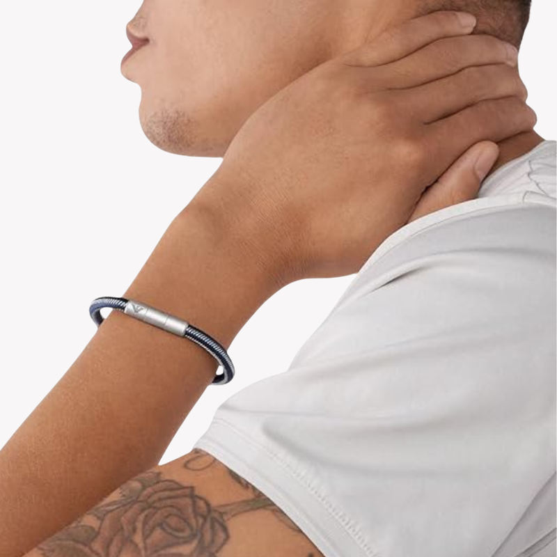 Emporio Armani Men's Blue Bracelet, Stainless Steel ID Plate | EGS2990040
