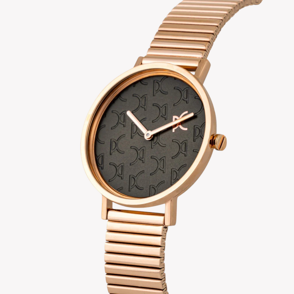 Montre pour femme PIERRE CARDIN avec boîtier en acier inoxydable or rose et bracelet en acier inoxydable or rose