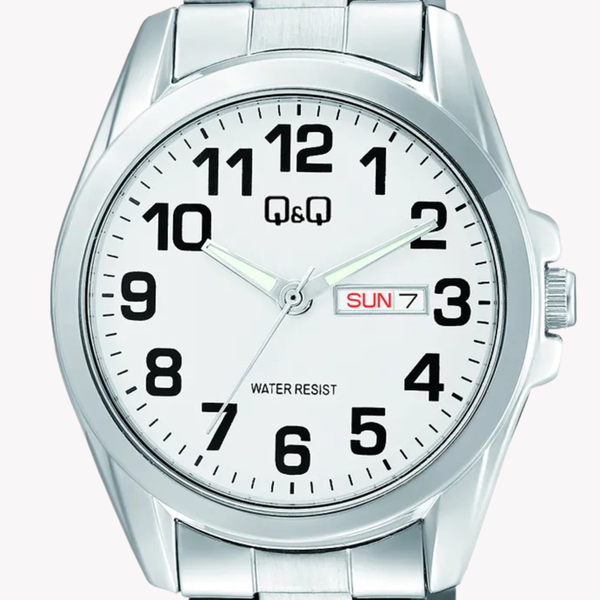 Q&Q Men's Silver Watch, White Dial | A05A-002PY