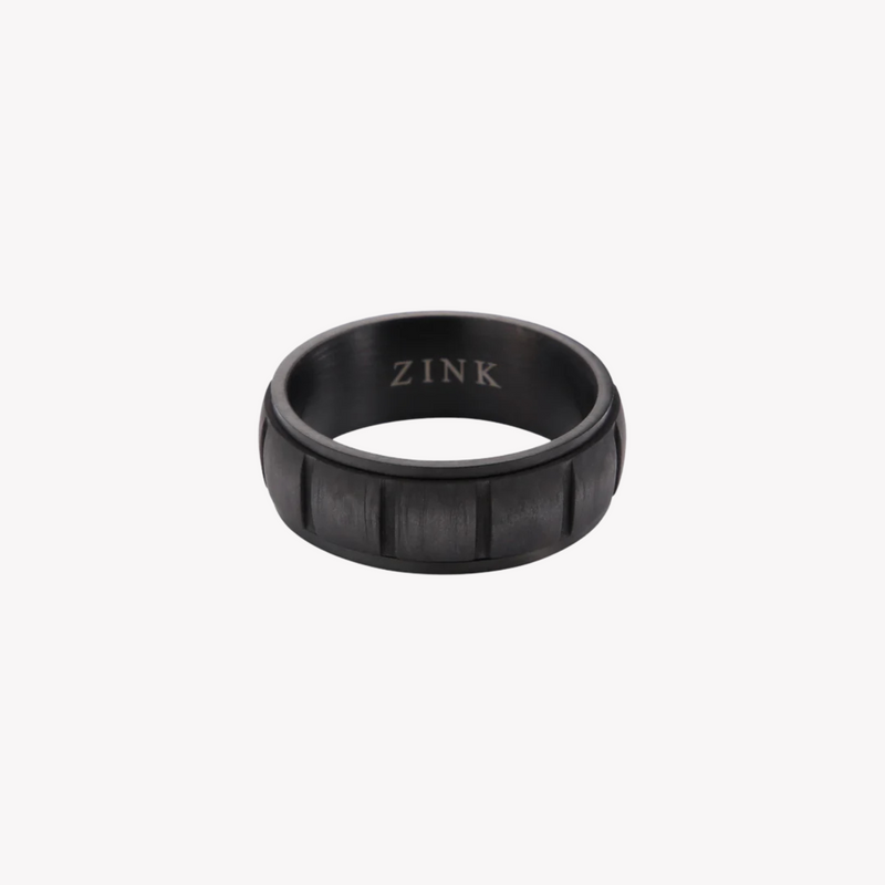 Zink Men's Gun Stainless Steel & Carbon Fiber Ring | Zjrg028gn