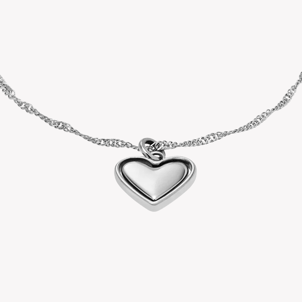 Fossil Women's Silver Bracelet, Rotating Heart Charm | JF04837040