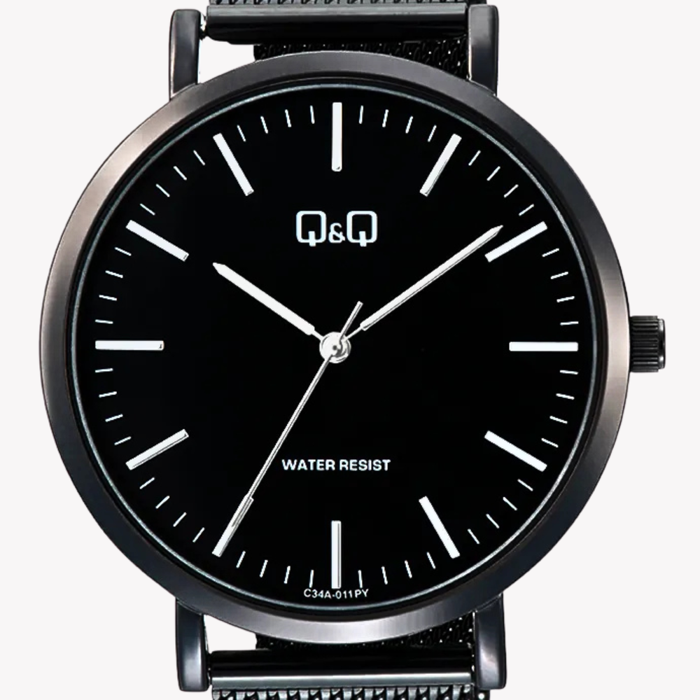 Q&Q Men's Black Watch, Black Dial with Roman Numerals | C34A-011PY
