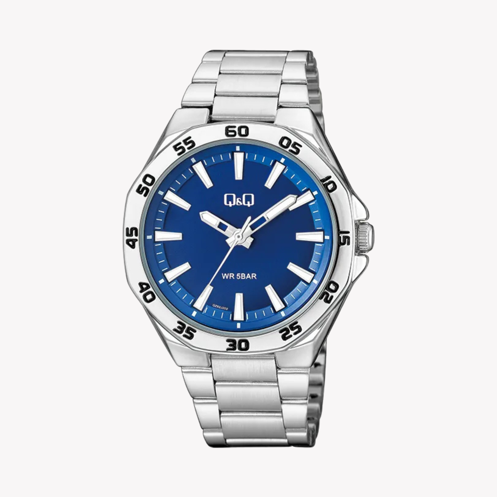 Q&Q Men's Silver Watch, Blue Dial | QZ82J202Y