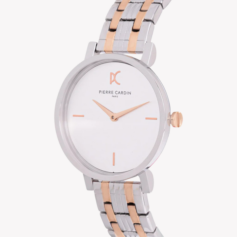 Pierre Cardin Women's Two Tone Silver & Rose Gold Watch, White Dial | Ccm.0530 by i-watch