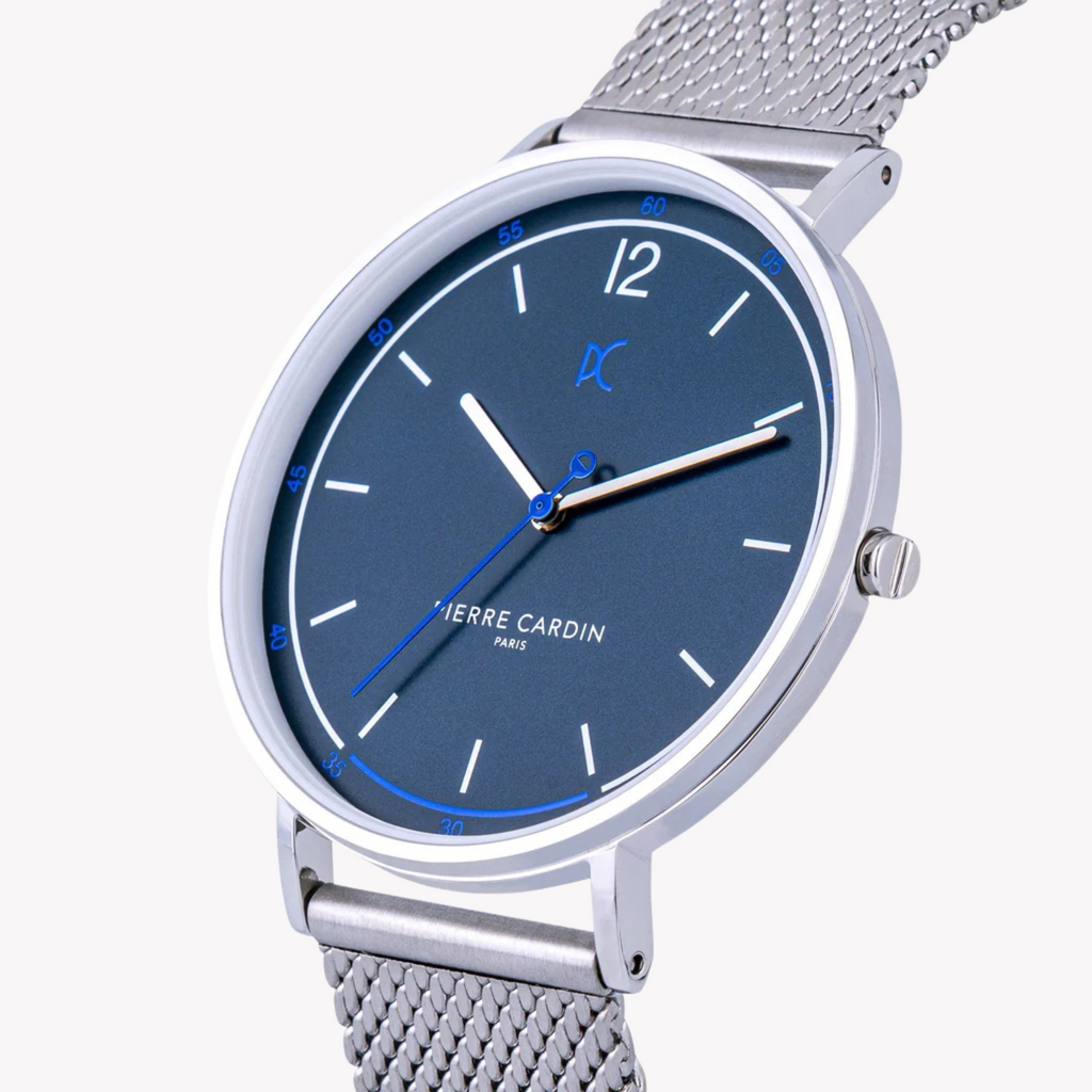 Pierre Cardin Men's Silver Stainless Steel Watch, Blue Dial | Cbn.3006