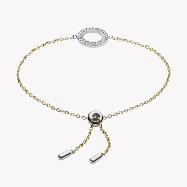 Fossil Women's Silver & Gold Bracelet, Eternity Circles Charm | JF03282998