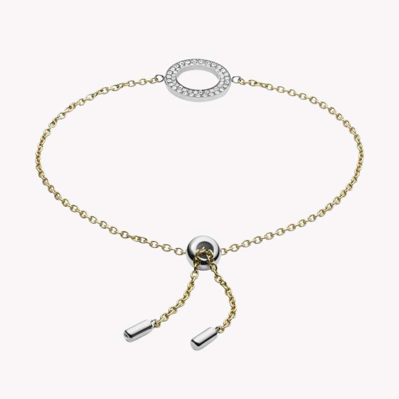 Fossil Women's Silver & Gold Bracelet, Eternity Circles Charm | JF03282998