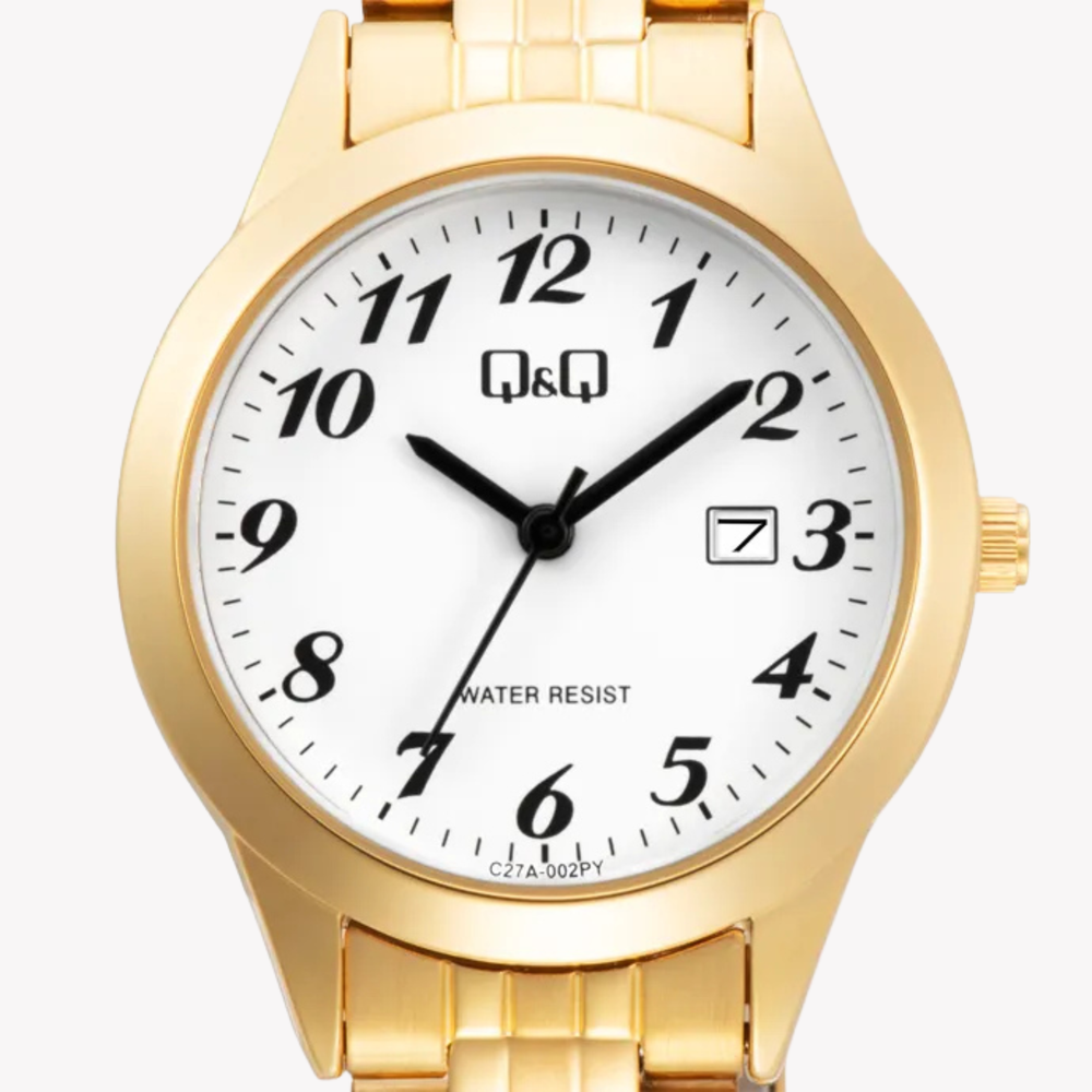 Q&Q Women's Gold Women's Watch, White Dial | C27A-002PY