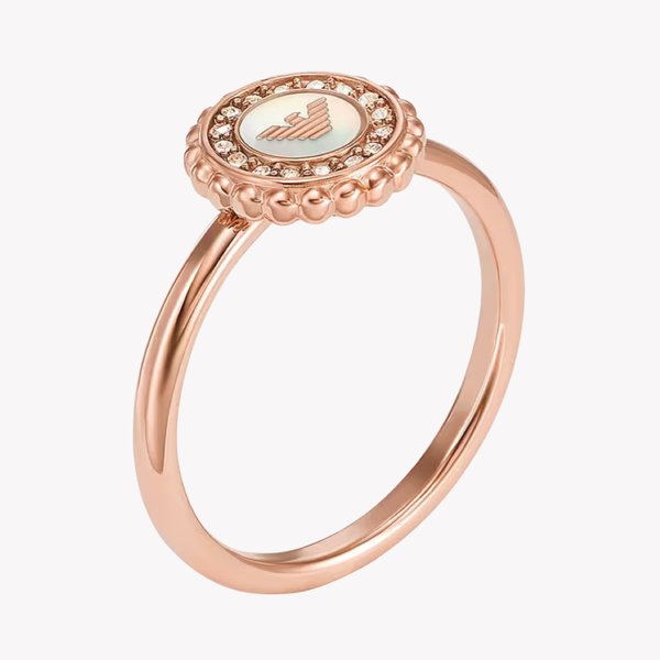 Emporio Armani Women's Rose Gold-Tone Ring, Mother of Pearl Detail | EGS3020221503