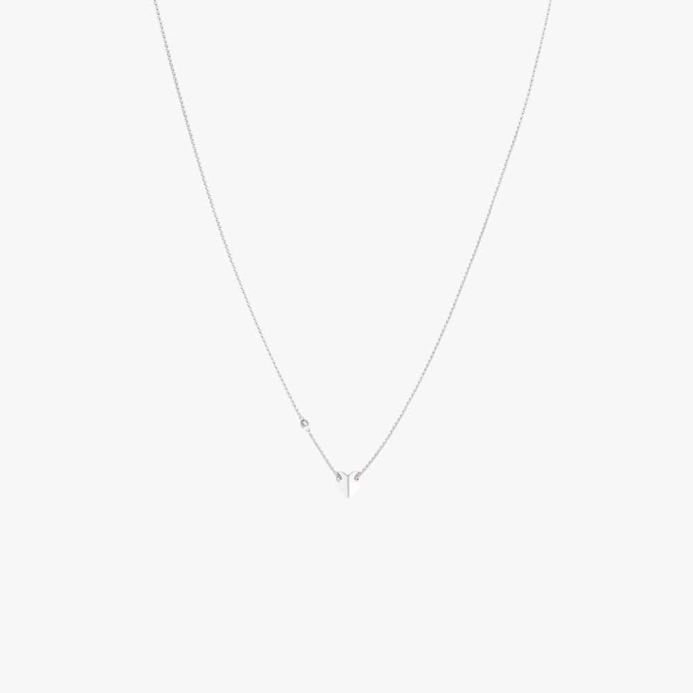 Fossil Women's Silver Necklace, Folded Heart Pendant | JFS00425040