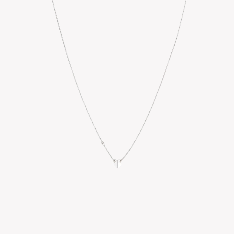 Fossil Women's Silver Necklace, Folded Heart Pendant | JFS00425040