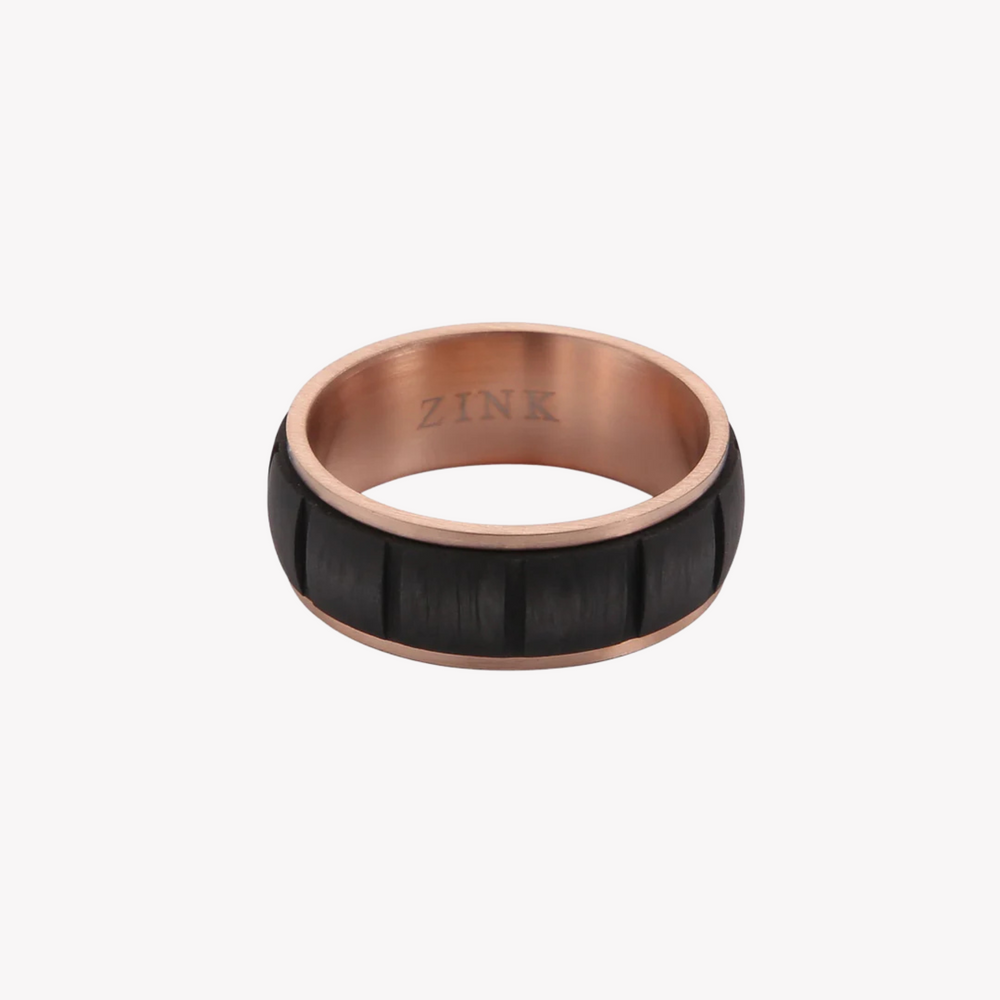 Zink Men's Rose Gold & Black Stainless Steel Ring | Zjrg028rg by i-watch
