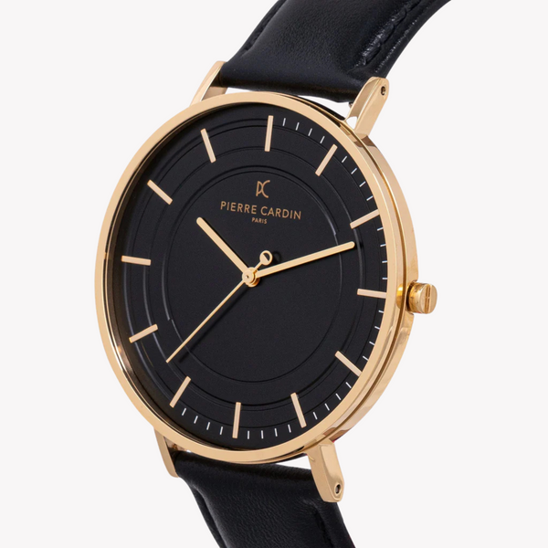 Pierre Cardin Men's Gold Watch, Black Dial | Cbn.3035