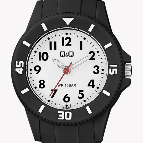 Q&Q Women's Black Women's Watch, White Dial | VS66J001Y