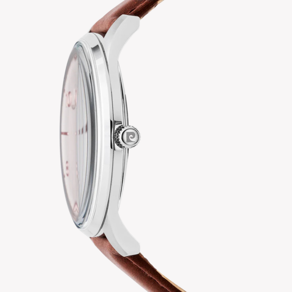 Pierre Cardin Men's Brown Leather Watch, Rose Dial | Pc902671f130