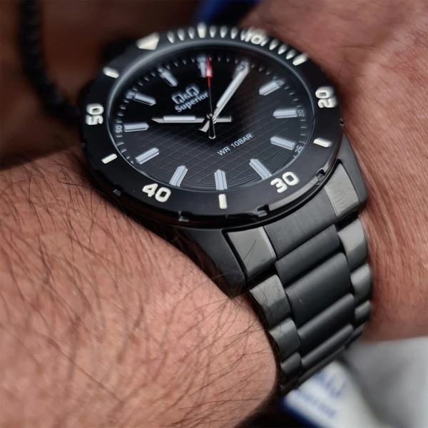 Q&Q Men's Black Watch, Black Dial | S372J402Y
