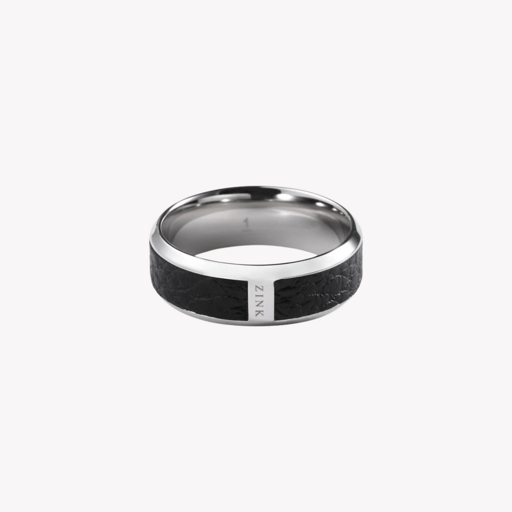 Zink Men's Silver & Black Stainless Steel Ring | Zjrg015sps