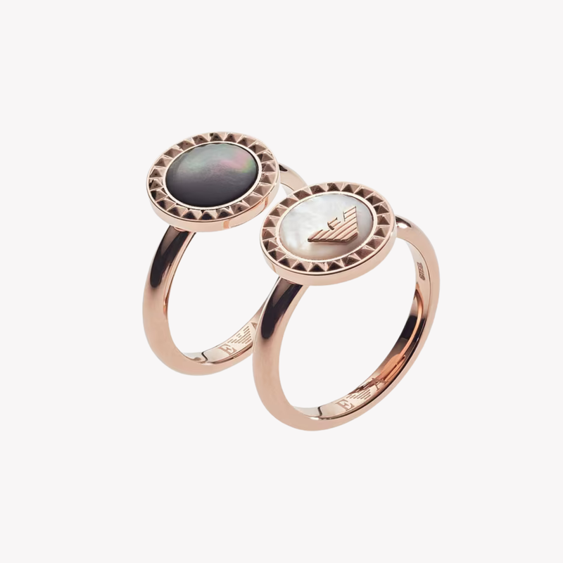 Emporio Armani Men's Rose Gold Ring, Mother of Pearl Inlay | EGS2561221510