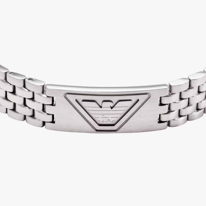 Emporio Armani Men's Silver Bracelet, Eagle Logo Plaque | EGS3126040
