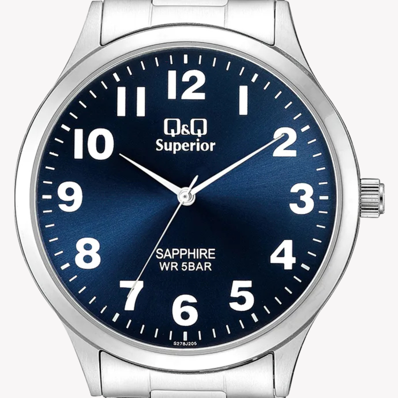 Q&Q Men's Silver Men's Watch, Blue Dial | S278J205Y