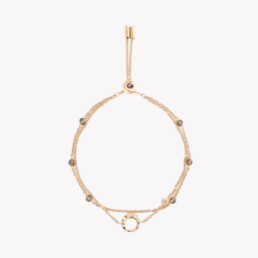 Fossil Women's Rose Gold-Tone Bracelet, Hammered Accent with Smoky Quartz | JF03549791