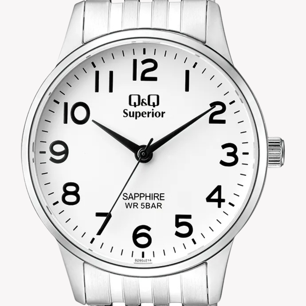Q&Q SUPERIOR Men's Silver Watch, White Dial | S280J214Y