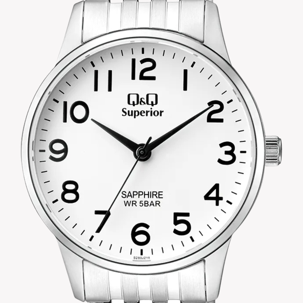 Q&Q SUPERIOR Men's Silver Watch, White Dial | S280J214Y