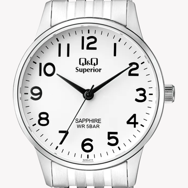 Q&Q SUPERIOR Men's Silver Watch, White Dial | S280J214Y