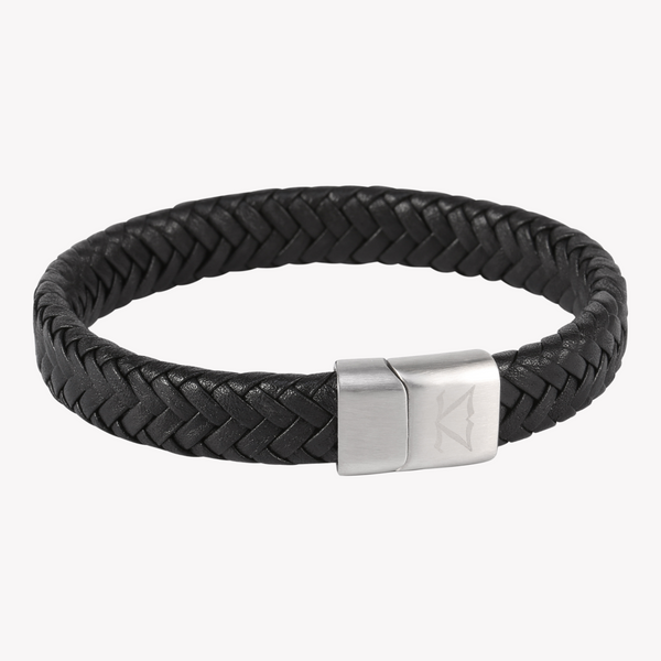 Zink Men's Black Stainless Steel & Leather Bracelet | Zjbc003slb