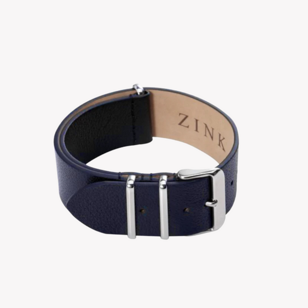 Zink Men's Leather Watch Band - Dark Blue | Zlb002dbs