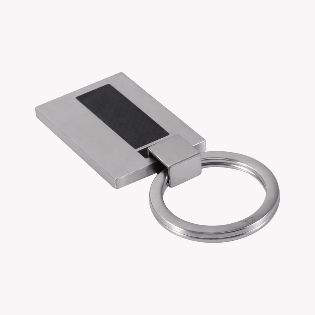 Zink Keychain - Silver & Black Stainless Steel | Zjkc001scf-M