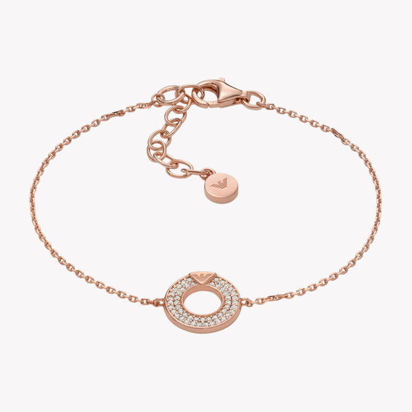 Emporio Armani Women's Rose Gold Bracelet, Sterling Silver with Cubic Zirconia | EG3589221